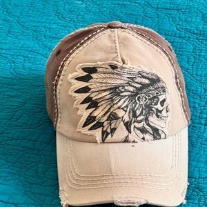 KBETHOS Brown and Tan Hat with Skull Design